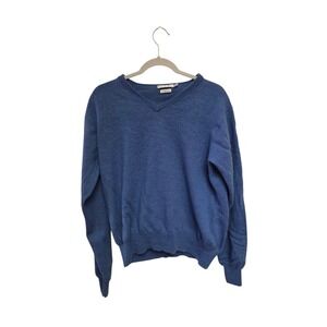 Peter Millar XL Mens Blue 100%‎ Merino Wool V Neck Sweater Soft Knit